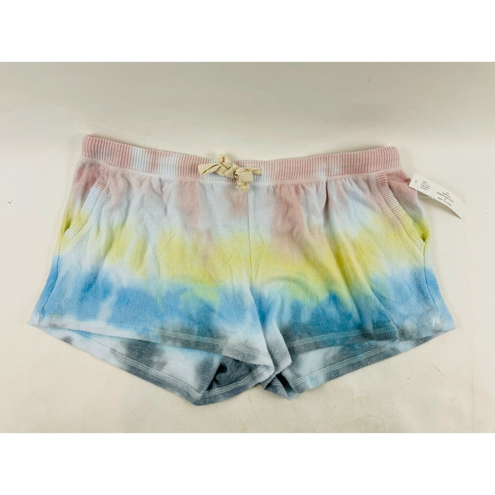 Theo & Spence Shorts Women's Size 2X Rainbow Striped Tie Dye Fleece Drawstring